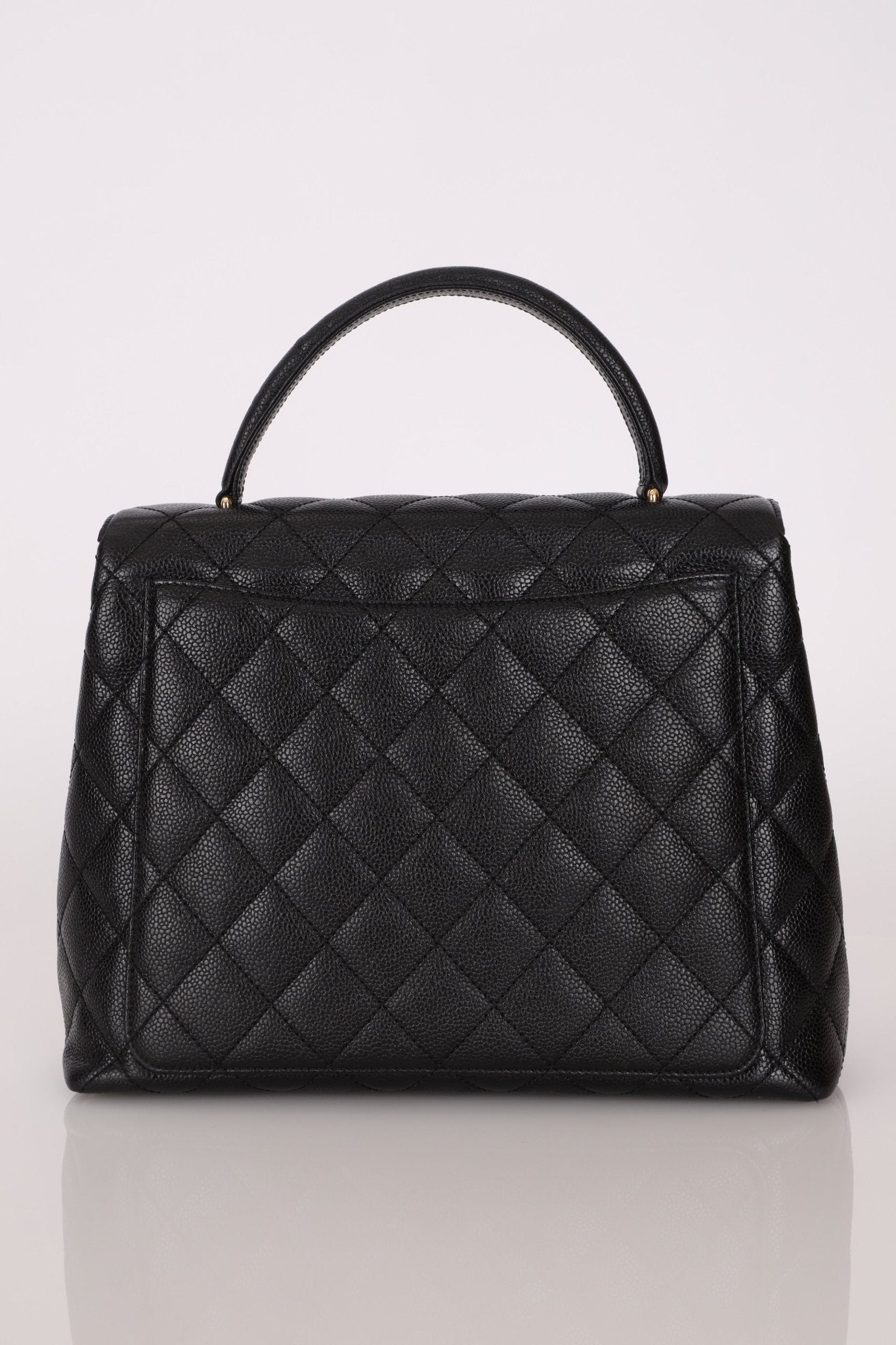 Chanel 2001 Caviar Kelly Turnlock Top Handle 24K GP - FashioNica