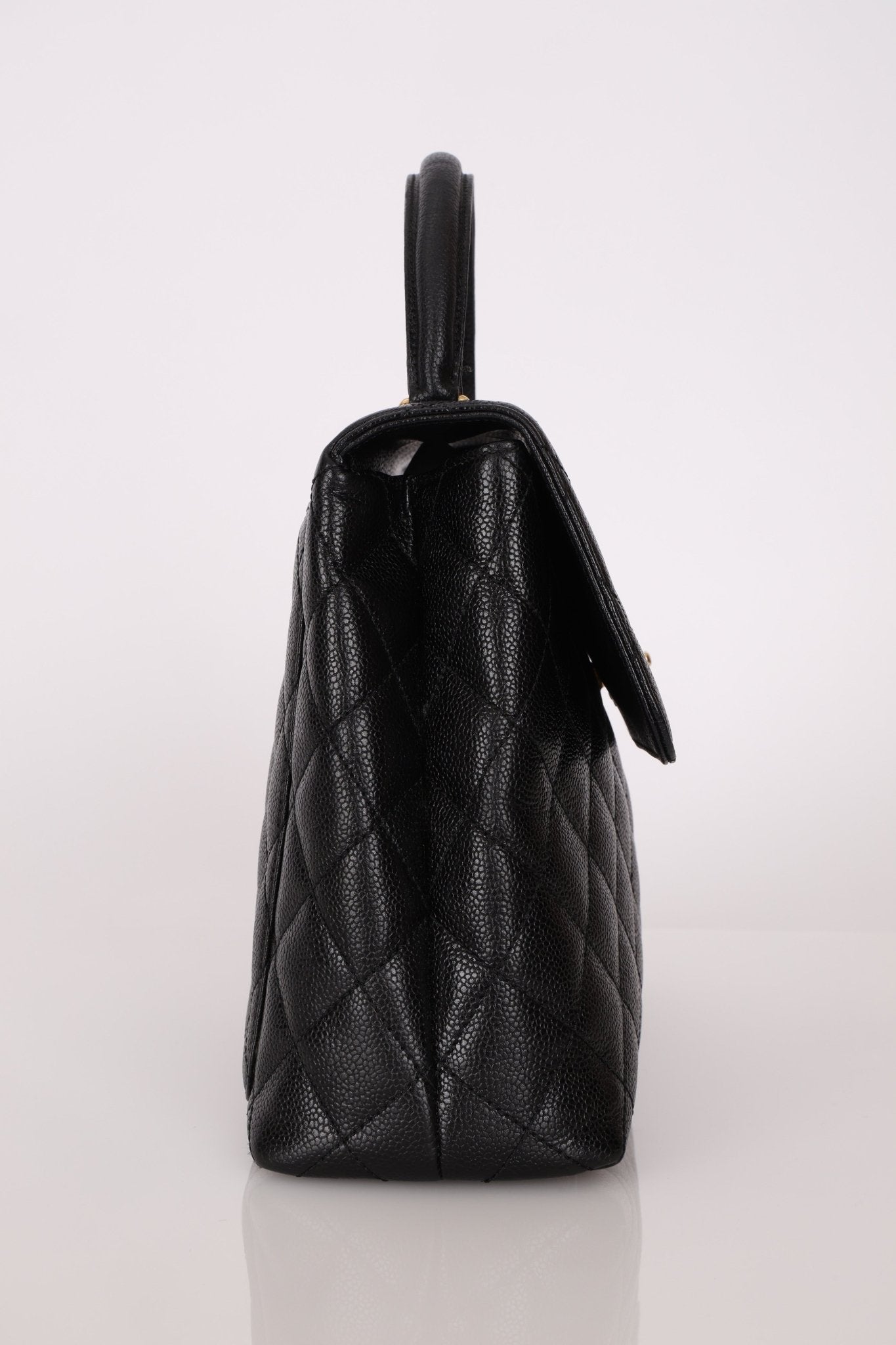 Chanel 2001 Caviar Kelly Turnlock Top Handle 24K GP - FashioNica