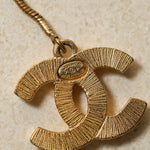 Chanel 2001 Crystal Embellished CC Logo and Heart Lariat Necklace - FashioNica