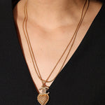 Chanel 2001 Crystal Embellished CC Logo and Heart Lariat Necklace - FashioNica