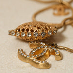 Chanel 2001 Crystal Embellished CC Logo and Heart Lariat Necklace - FashioNica