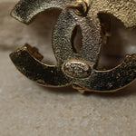 Chanel 2001 Gripoix CC Earrings Brushed Gold - FashioNica