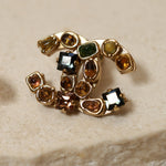Chanel 2001 Gripoix CC Earrings Brushed Gold - FashioNica