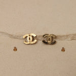 Chanel 2001 Gripoix CC Earrings Brushed Gold - FashioNica