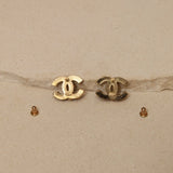 Chanel 2001 Gripoix CC Earrings Brushed Gold - FashioNica