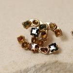 Chanel 2001 Gripoix CC Earrings Brushed Gold - FashioNica