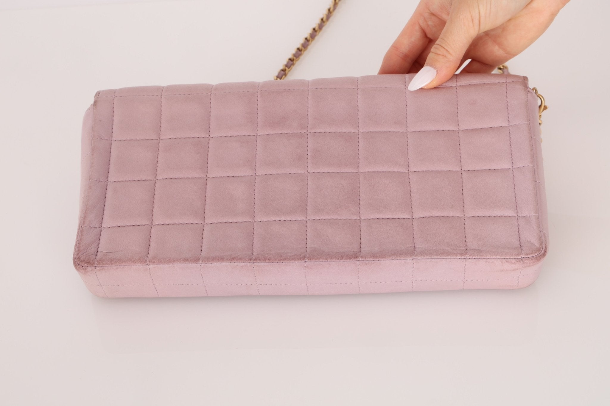 Chanel 2001 Lambskin Chocolate Bar East West Flap Bag 24k GP - FashioNica