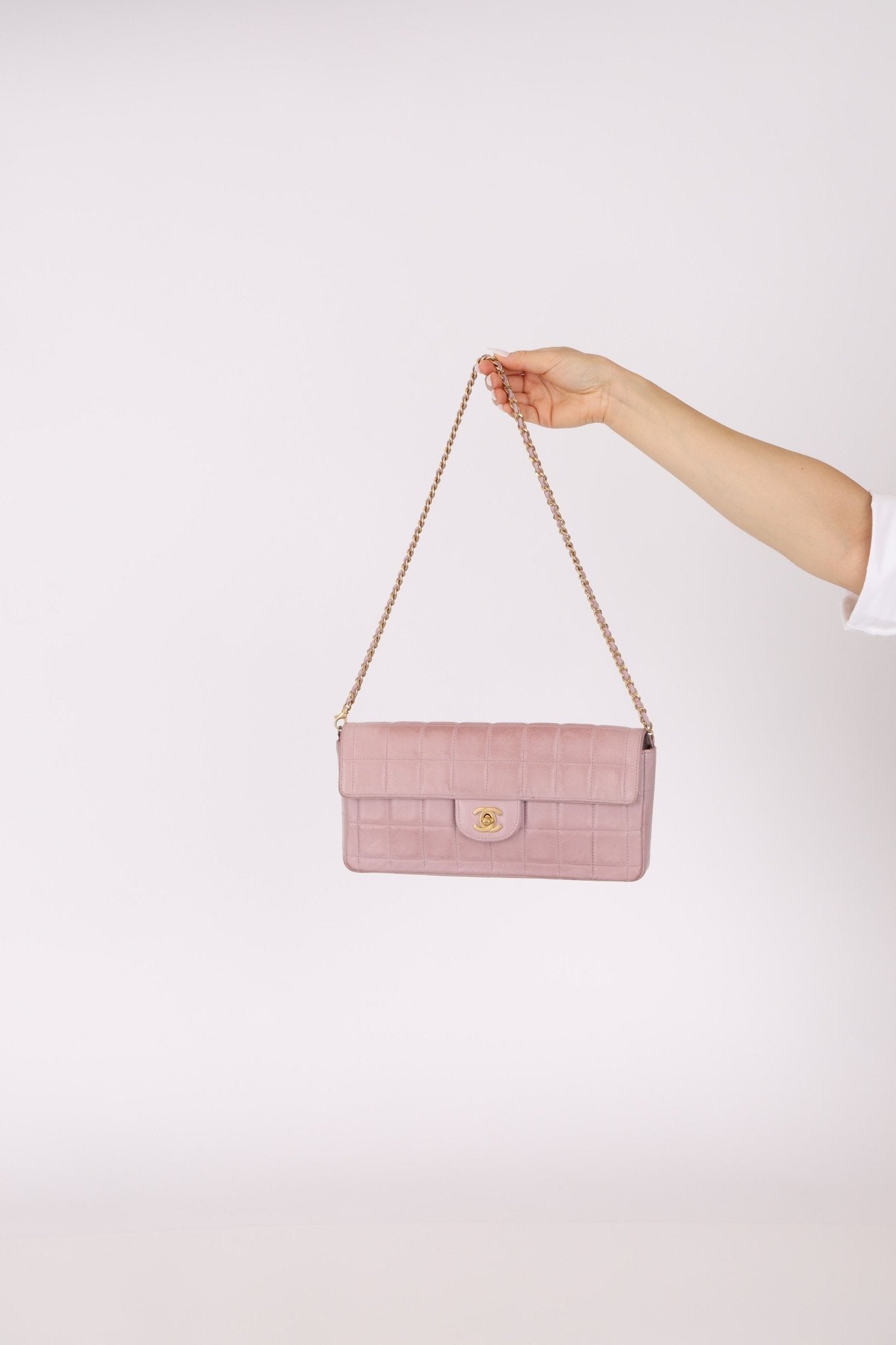 Chanel 2001 Lambskin Chocolate Bar East West Flap Bag 24k GP - FashioNica