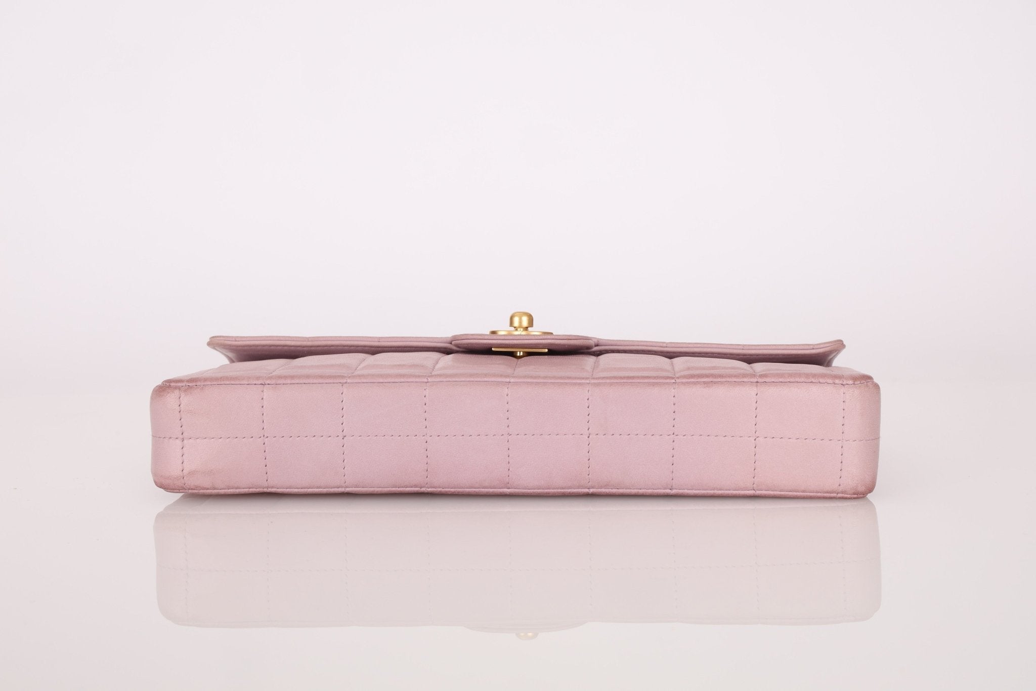 Chanel 2001 Lambskin Chocolate Bar East West Flap Bag 24k GP - FashioNica