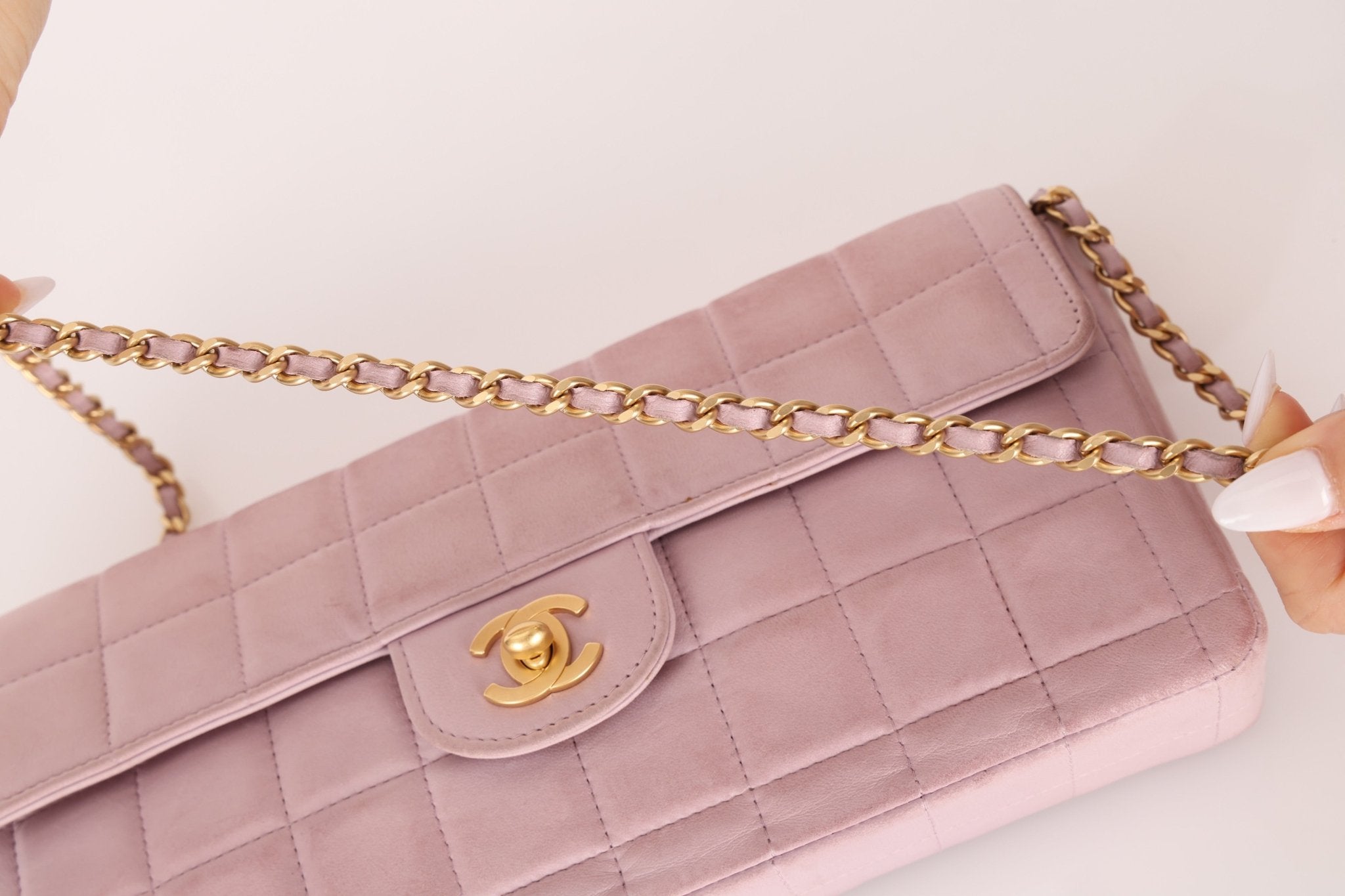 Chanel 2001 Lambskin Chocolate Bar East West Flap Bag 24k GP - FashioNica