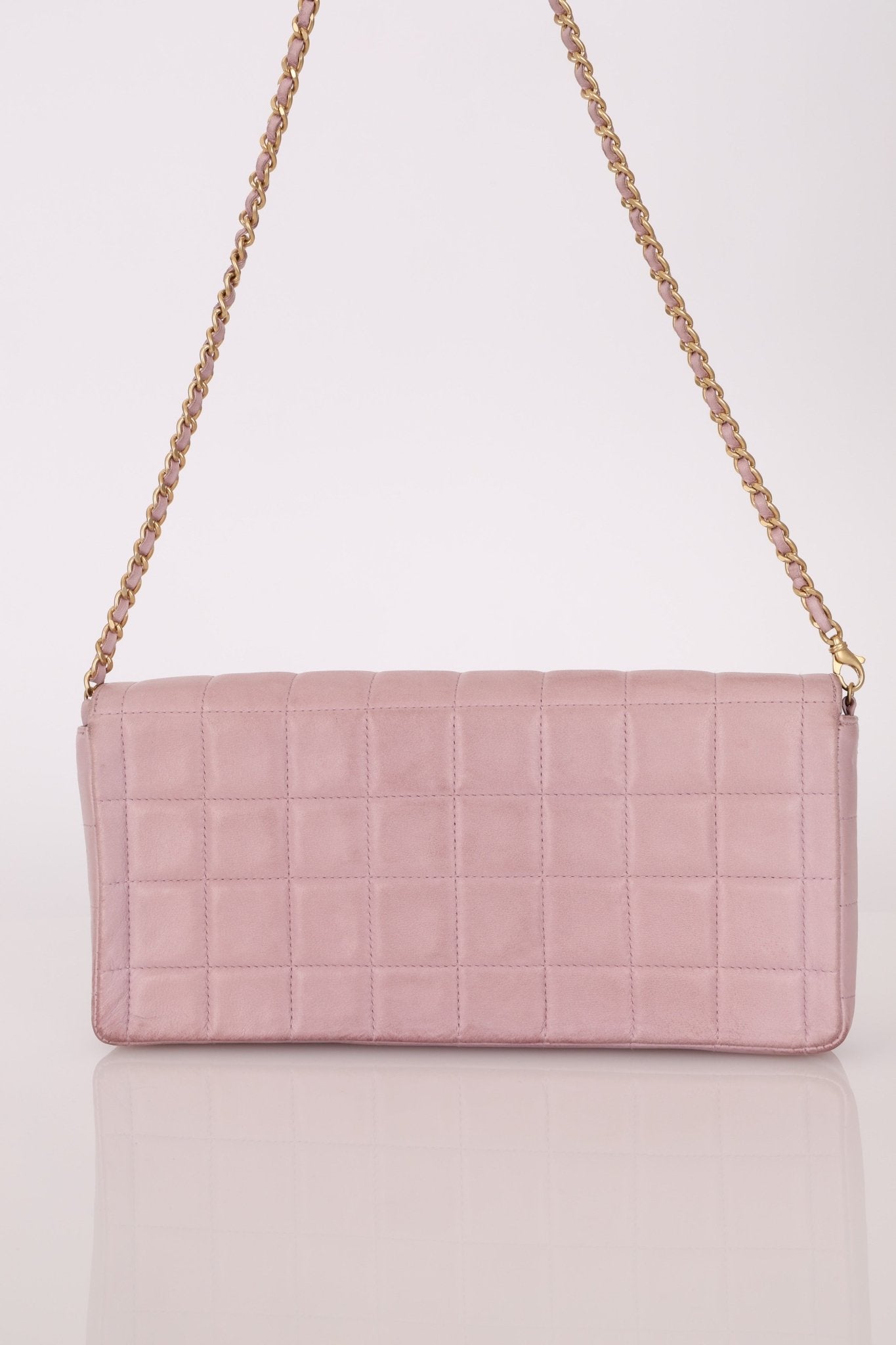 Chanel 2001 Lambskin Chocolate Bar East West Flap Bag 24k GP - FashioNica