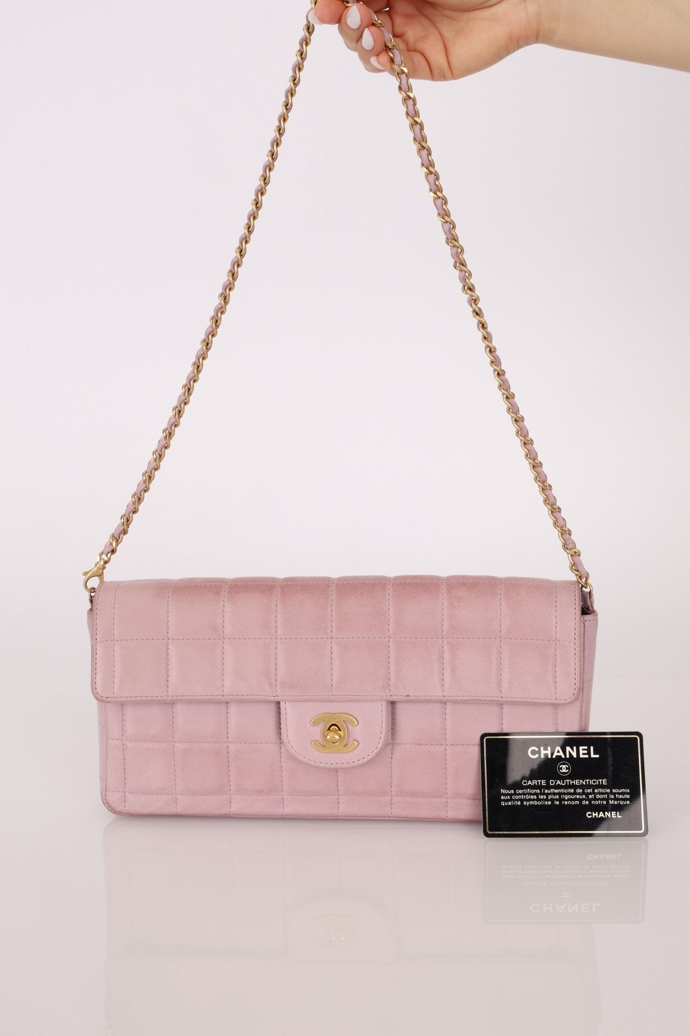 Chanel 2001 Lambskin Chocolate Bar East West Flap Bag 24k GP - FashioNica