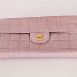 Chanel 2001 Lambskin Chocolate Bar East West Flap Bag 24k GP - FashioNica