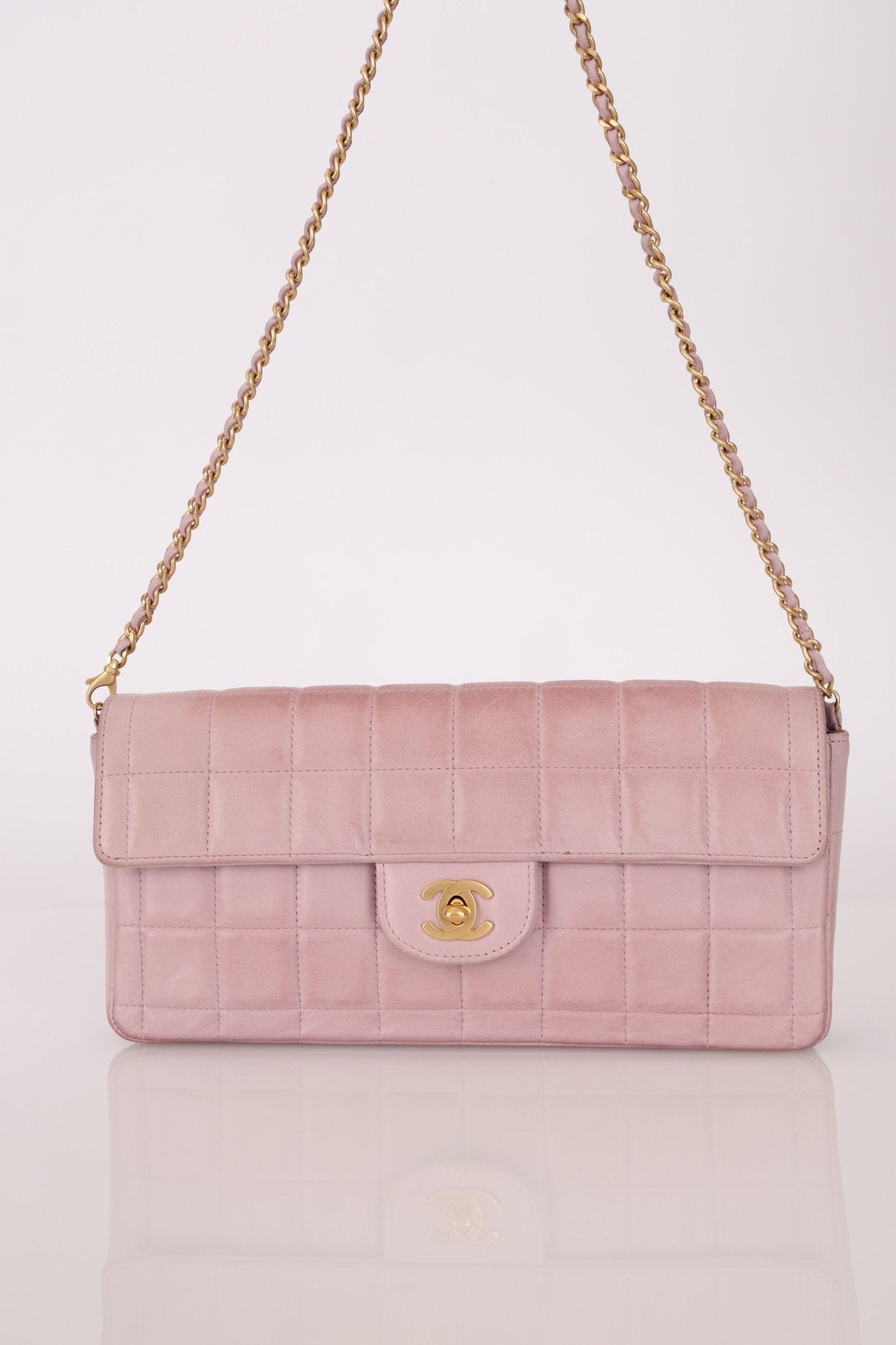 Chanel 2001 Lambskin Chocolate Bar East West Flap Bag 24k GP - FashioNica