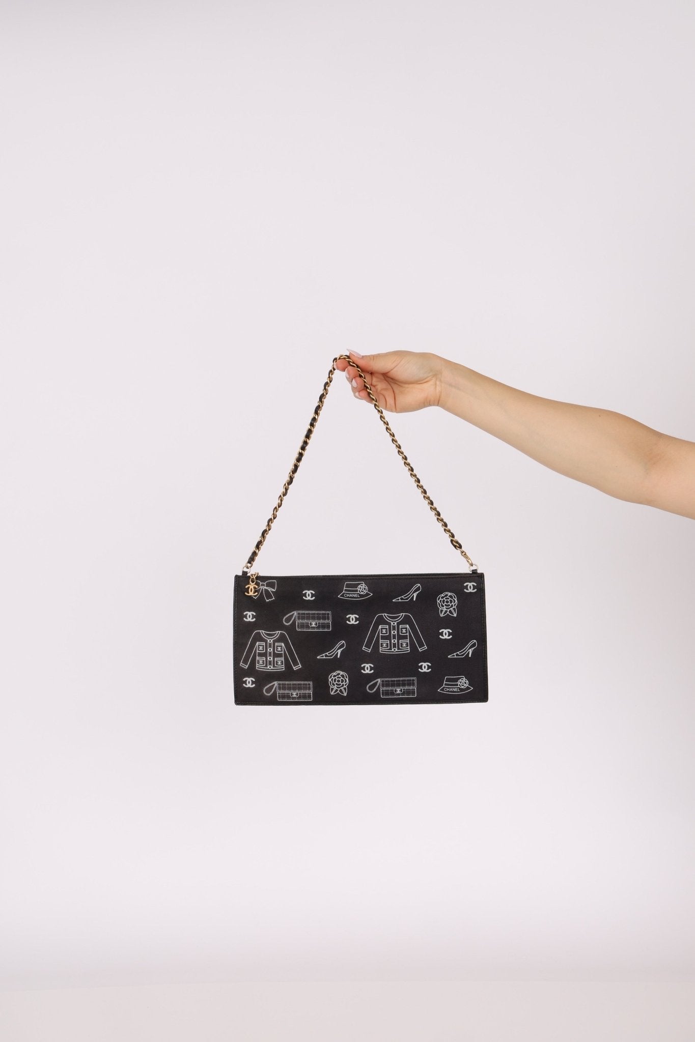 Chanel 2002 Canvas Icon Chain Pochette - FashioNica