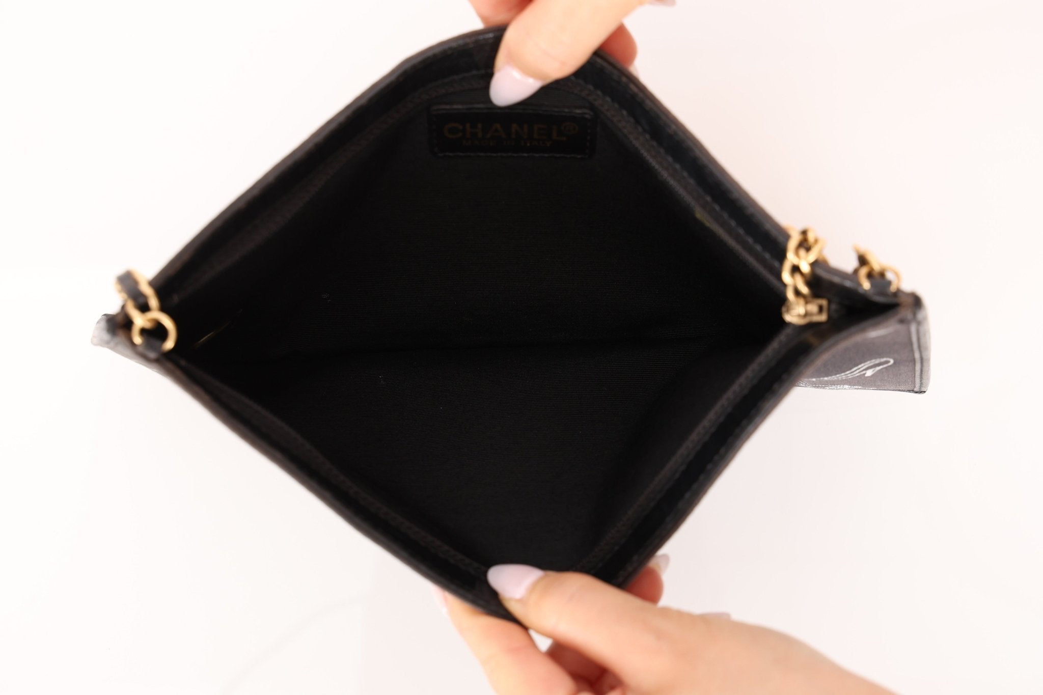 Chanel 2002 Canvas Icon Chain Pochette - FashioNica