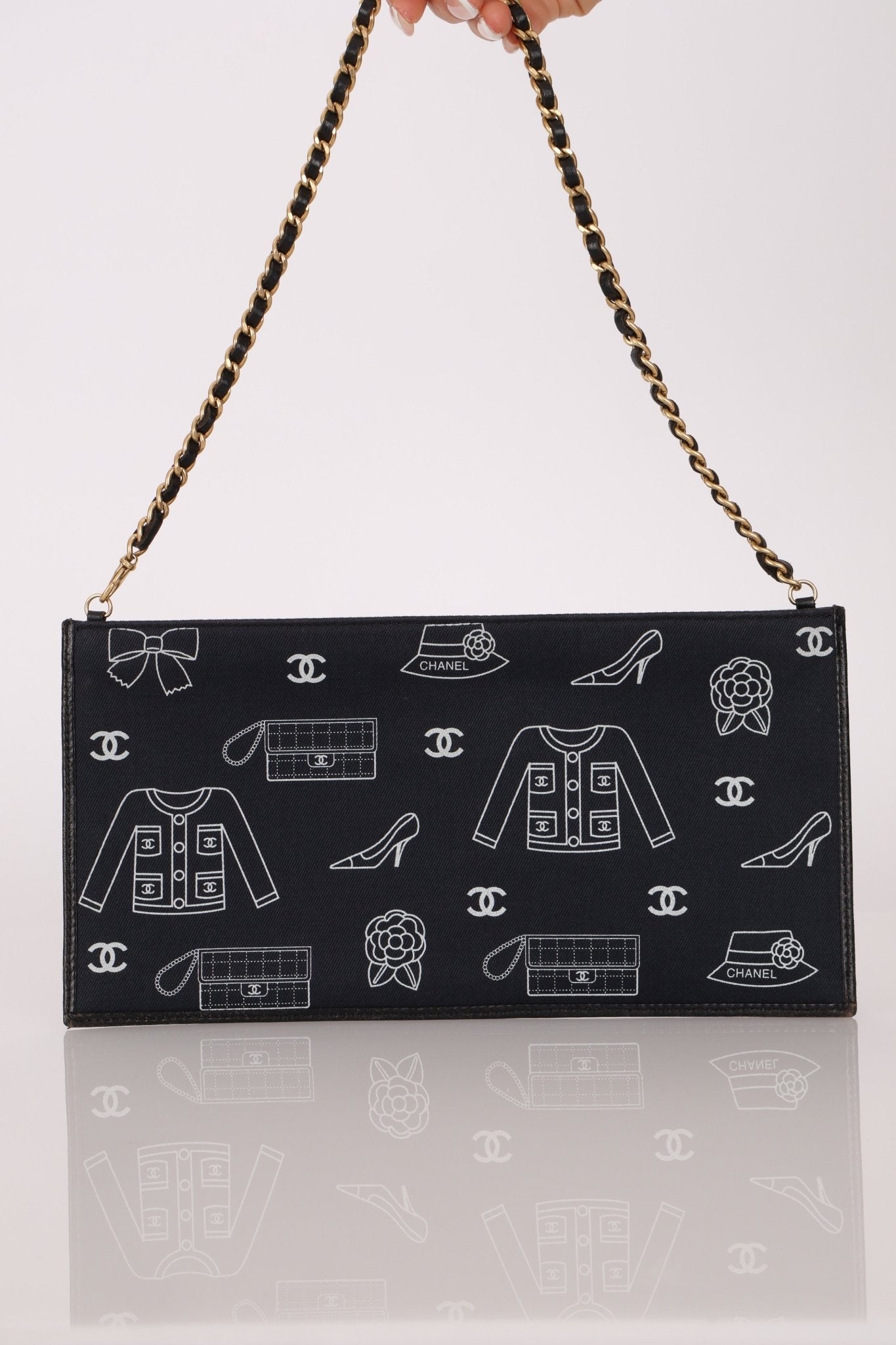Chanel 2002 Canvas Icon Chain Pochette - FashioNica