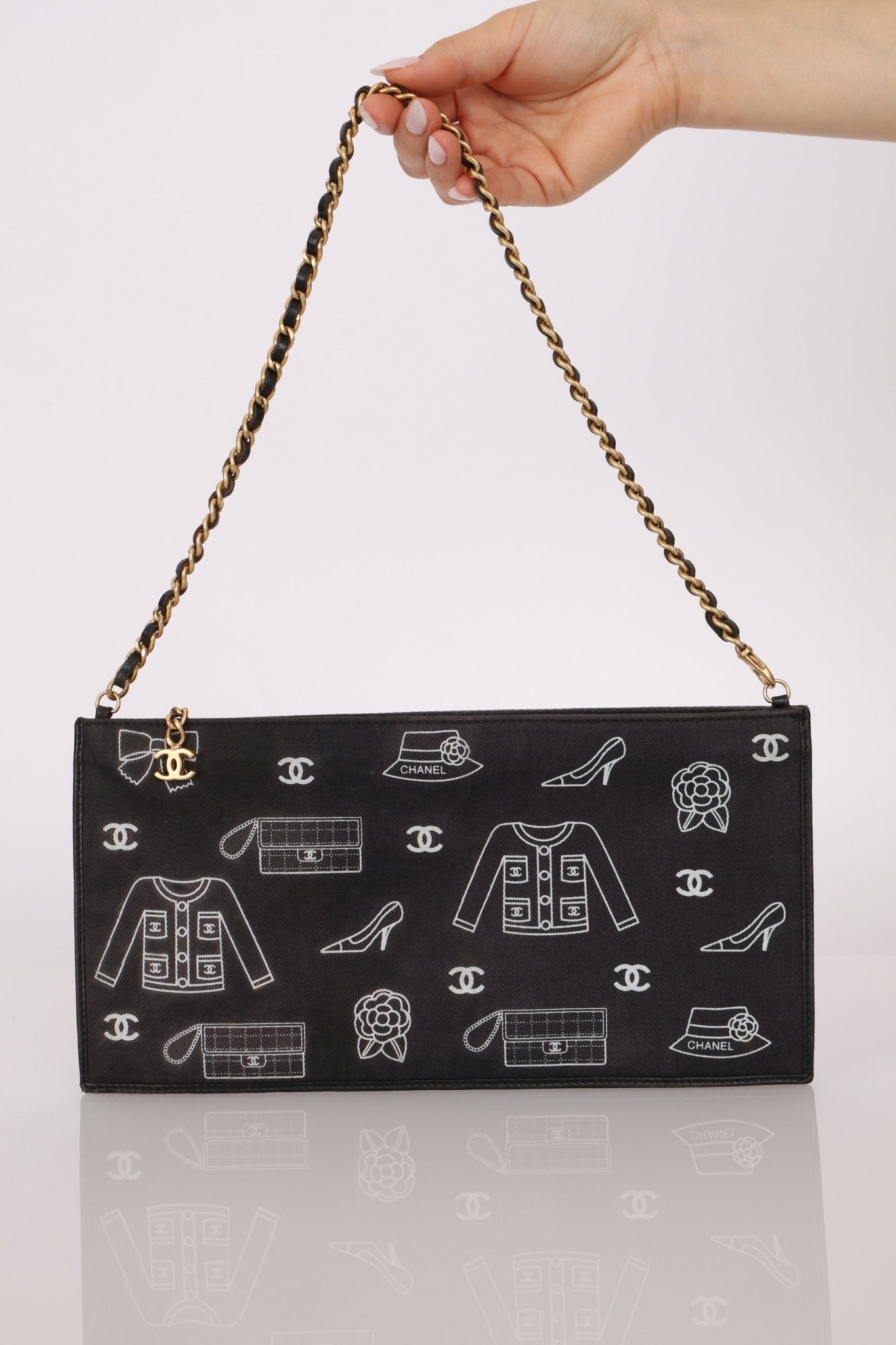 Chanel 2002 Canvas Icon Chain Pochette - FashioNica