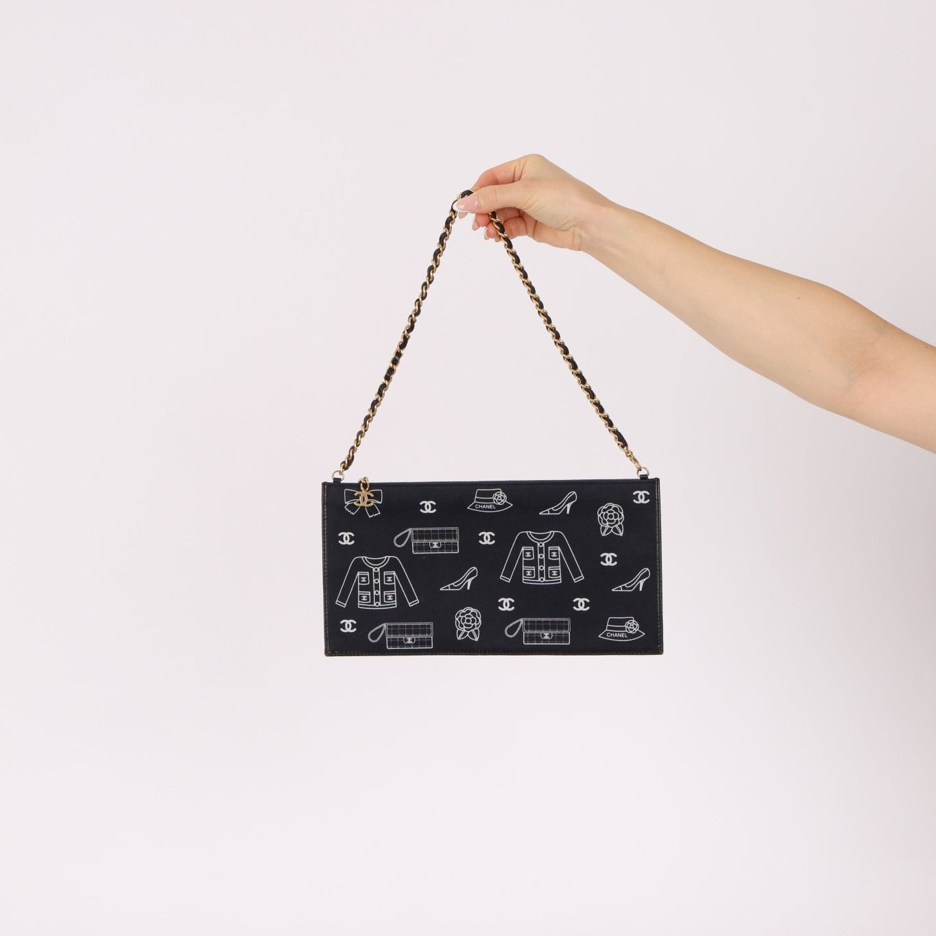 Chanel 2002 Canvas Icon Chain Pochette - FashioNica