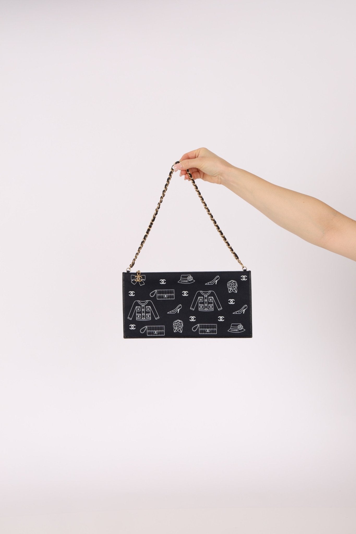 Chanel 2002 Canvas Icon Chain Pochette - FashioNica