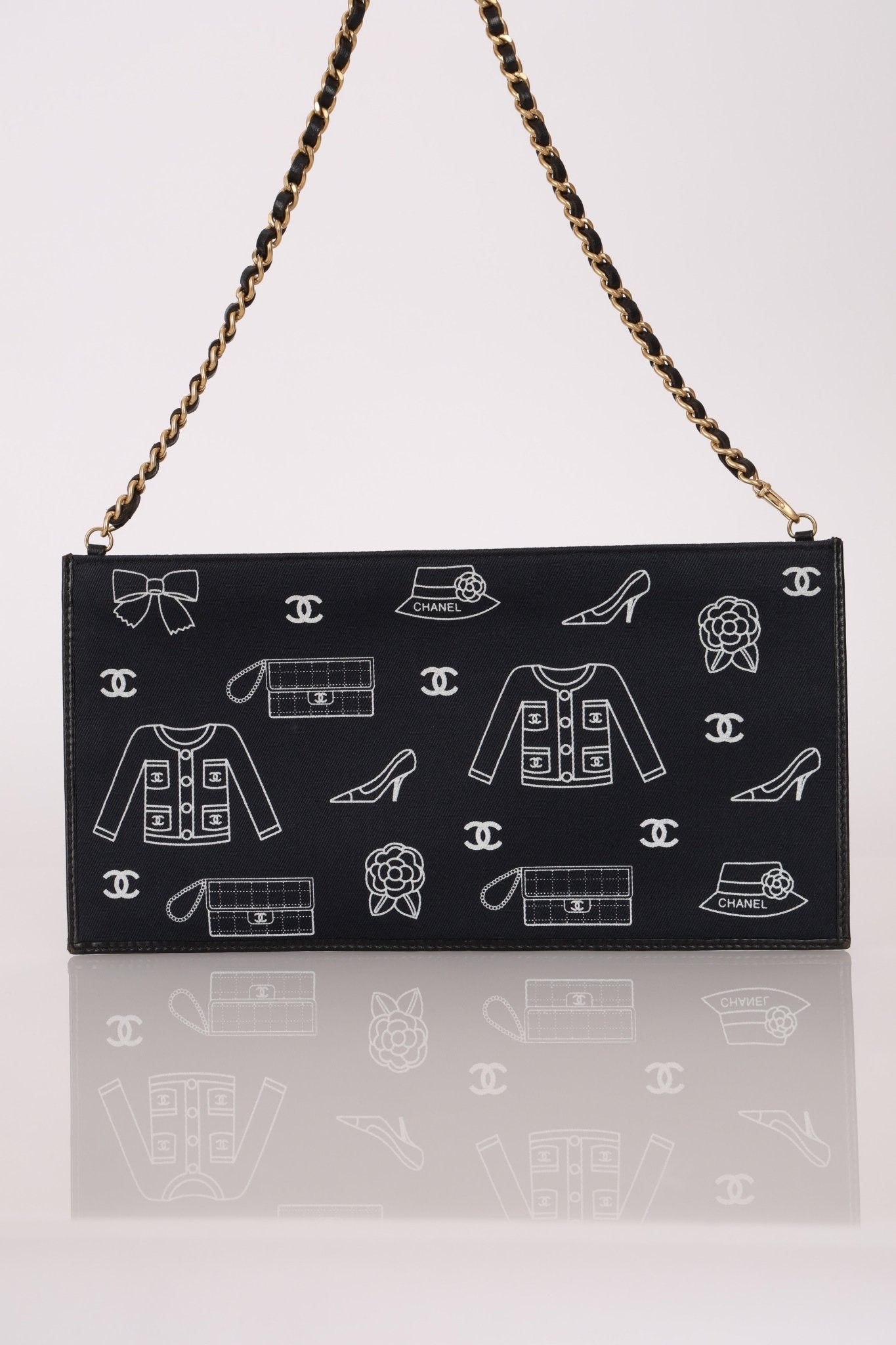 Chanel 2002 Canvas Icon Chain Pochette - FashioNica