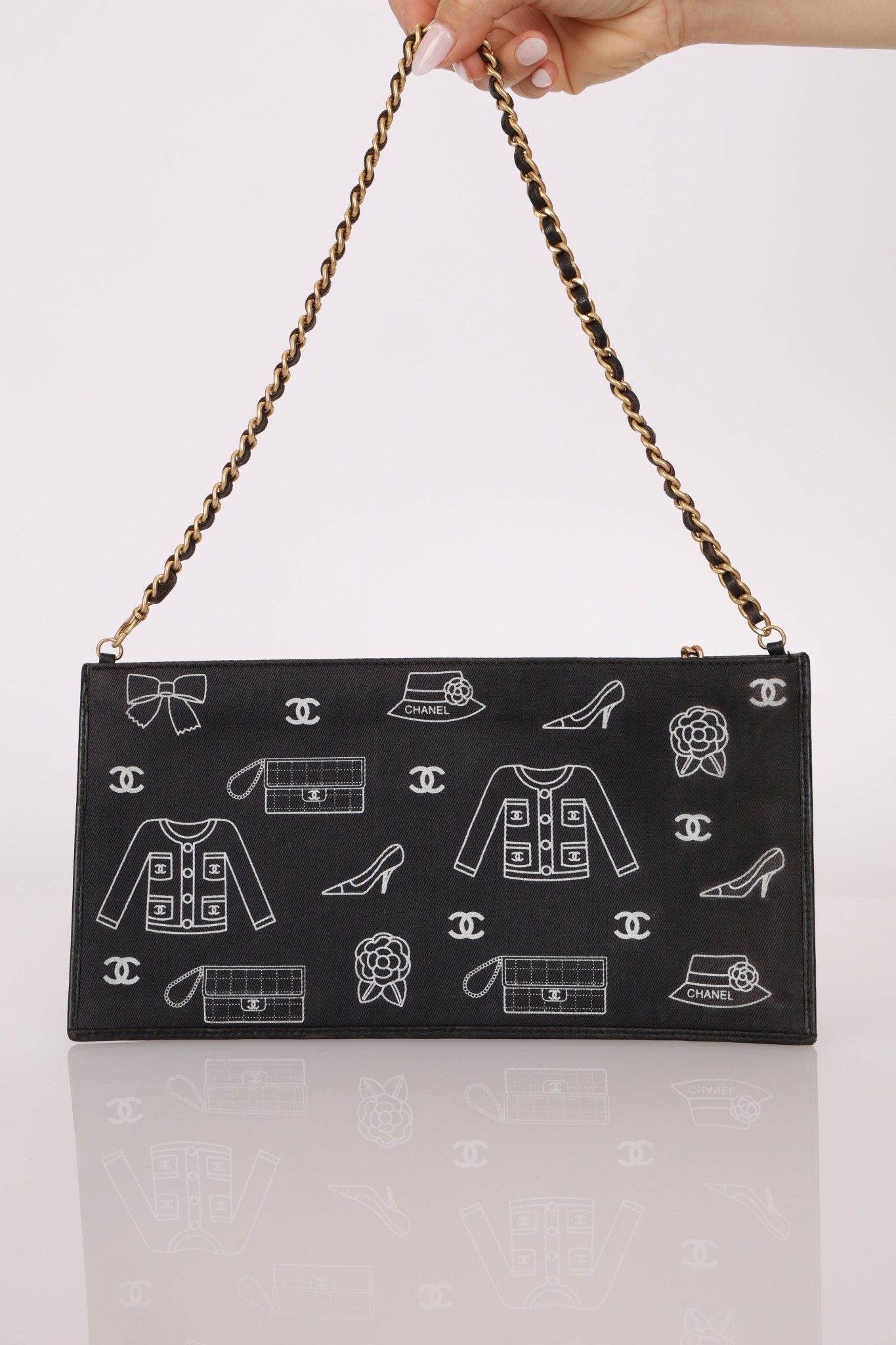 Chanel 2002 Canvas Icon Chain Pochette - FashioNica