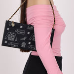 Chanel 2002 Canvas Icon Chain Pochette - FashioNica