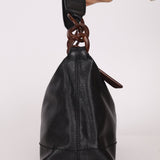 Chanel 2002 Caviar Acrylic Wood Chain Shoulder Bag - FashioNica