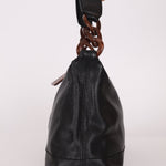 Chanel 2002 Caviar Acrylic Wood Chain Shoulder Bag - FashioNica