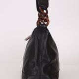 Chanel 2002 Caviar Acrylic Wood Chain Shoulder Bag - FashioNica