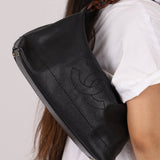 Chanel 2002 Caviar Acrylic Wood Chain Shoulder Bag - FashioNica