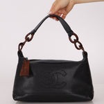 Chanel 2002 Caviar Acrylic Wood Shoulder Bag - FashioNica