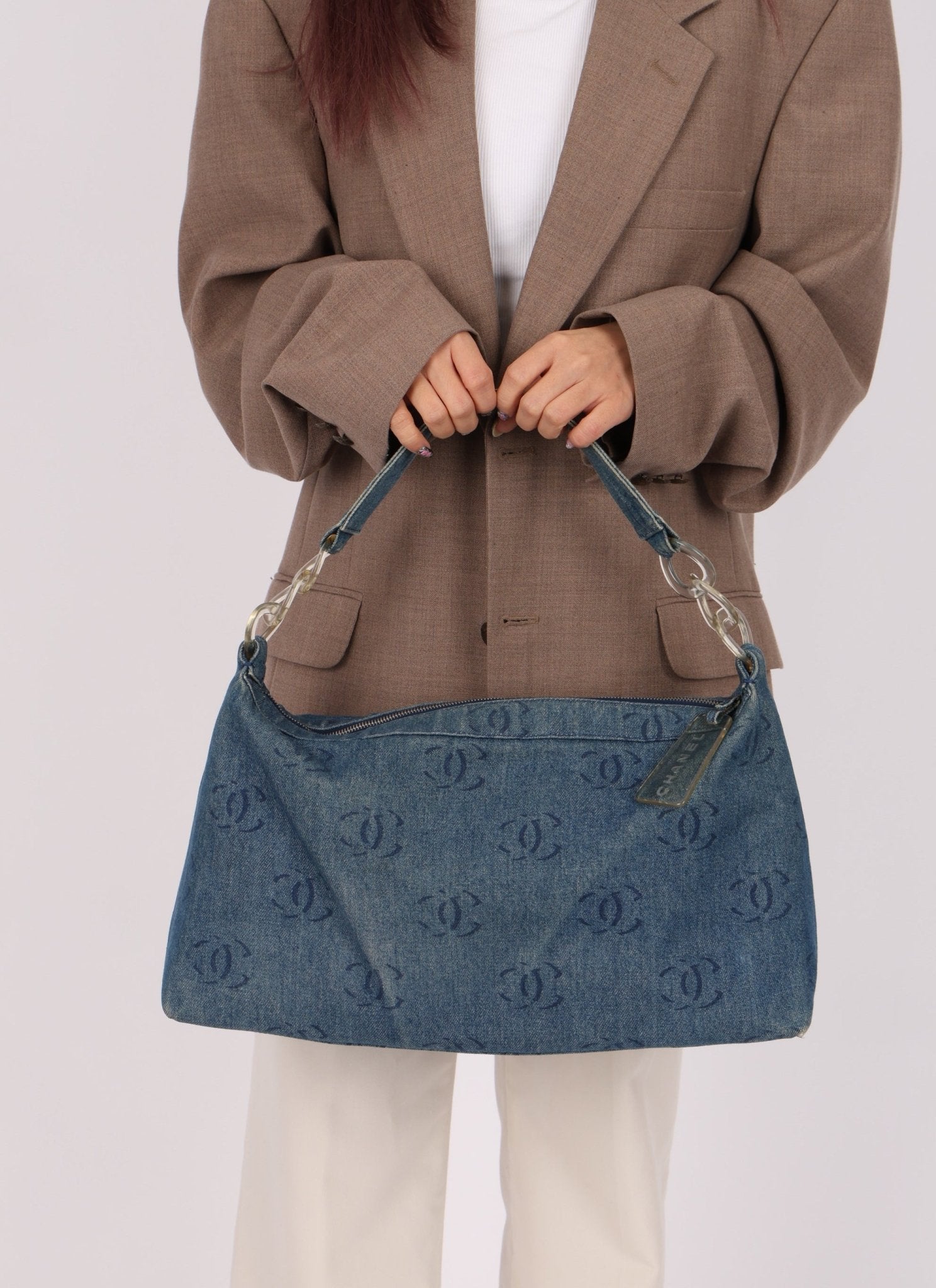 Chanel 2002 Denim Logo Shoulder Bag - FashioNica