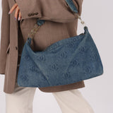 Chanel 2002 Denim Logo Shoulder Bag - FashioNica