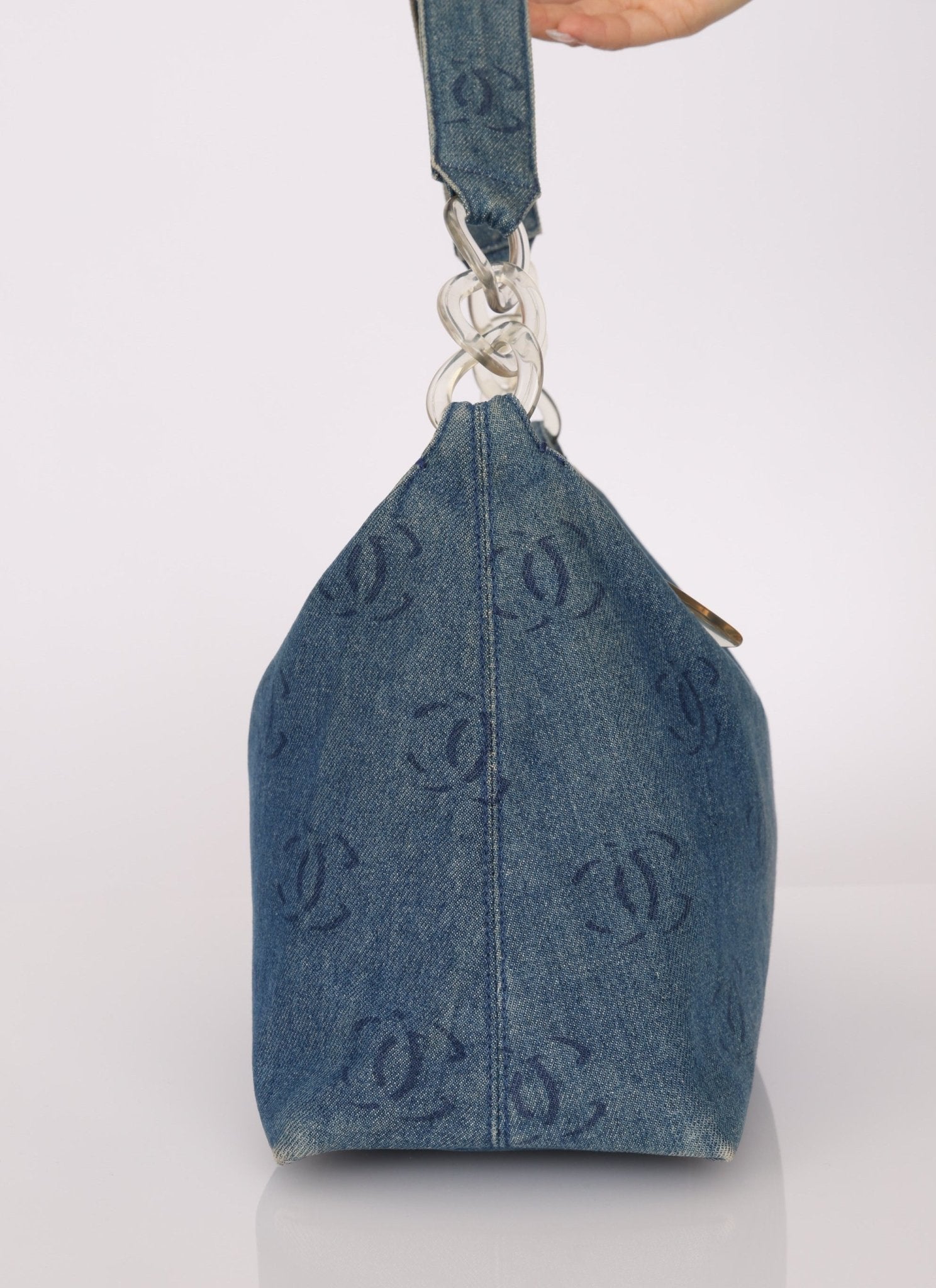 Chanel 2002 Denim Logo Shoulder Bag - FashioNica