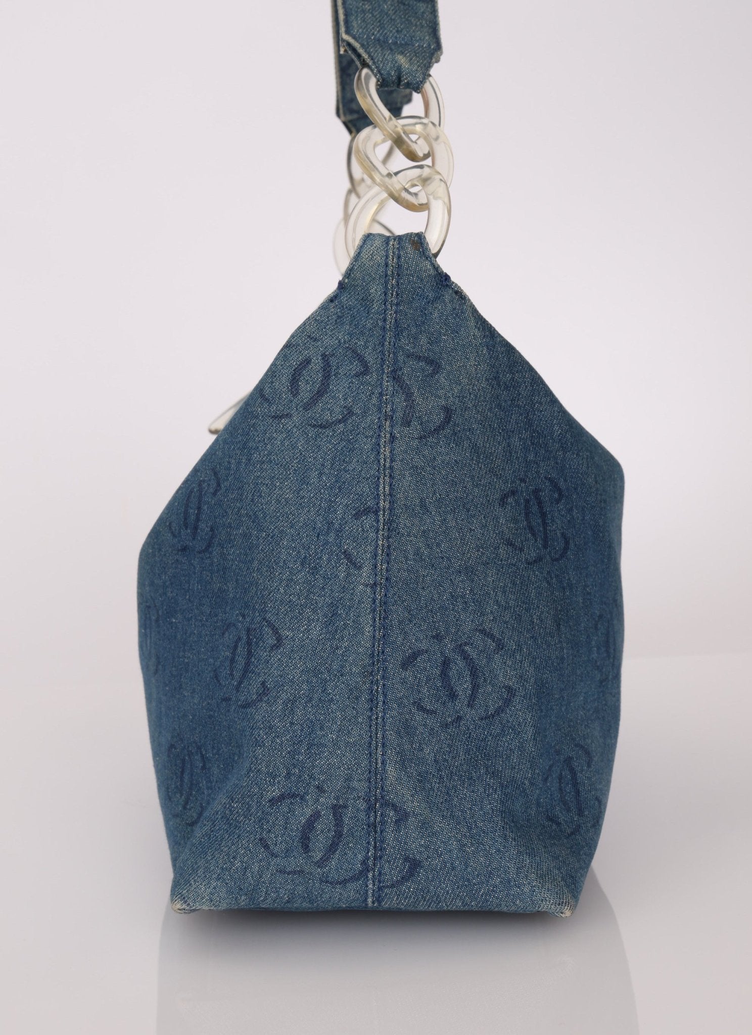 Chanel 2002 Denim Logo Shoulder Bag - FashioNica