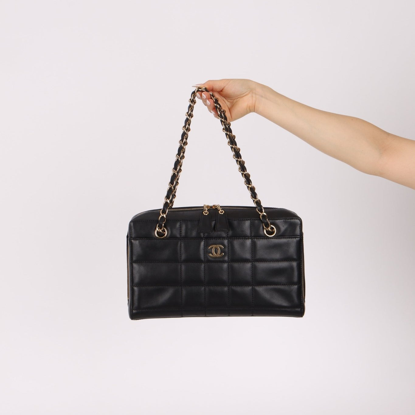 Chanel 2002 Lambskin Chocolate Bar Chain Camera Bag 24K GP - FashioNica