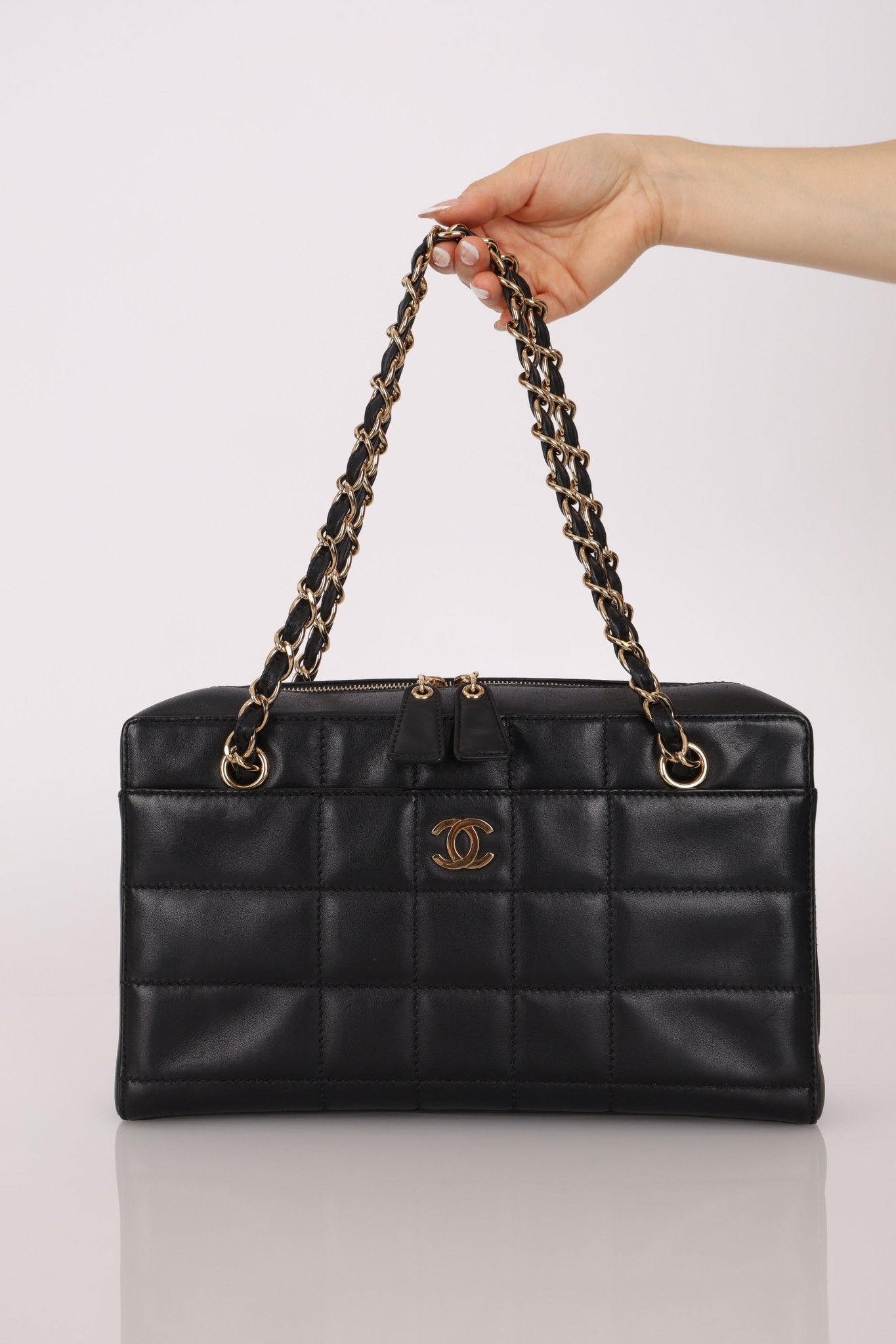 Chanel 2002 Lambskin Chocolate Bar Chain Camera Bag 24K GP - FashioNica