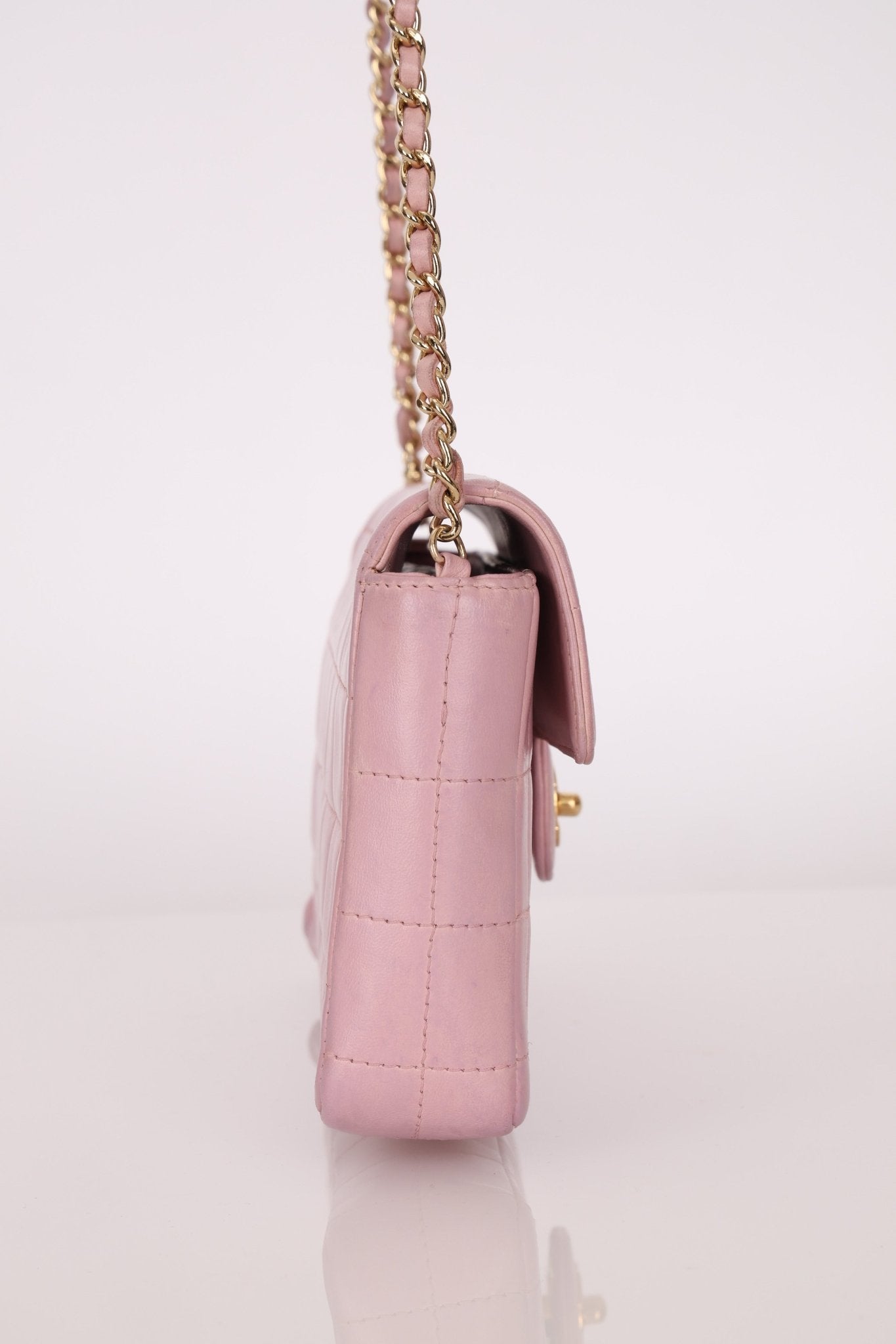 Chanel 2002 Lilac Lambskin Chocolate Bar East West Flap 24K GP - FashioNica