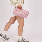 Chanel 2002 Lilac Lambskin Chocolate Bar East West Flap 24K GP - FashioNica