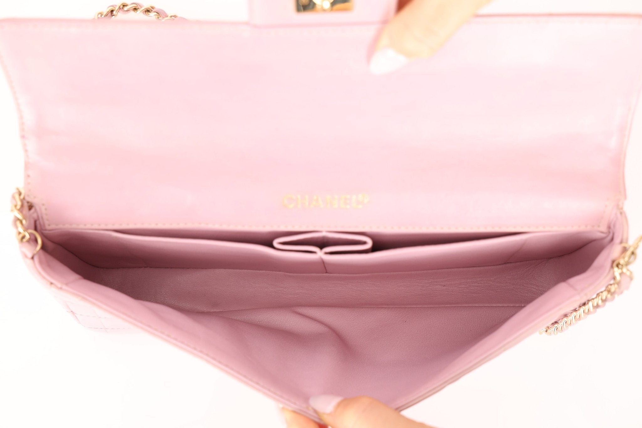 Chanel 2002 Lilac Lambskin Chocolate Bar East West Flap 24K GP - FashioNica