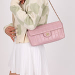 Chanel 2002 Lilac Lambskin Chocolate Bar East West Flap 24K GP - FashioNica