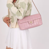 Chanel 2002 Lilac Lambskin Chocolate Bar East West Flap 24K GP - FashioNica