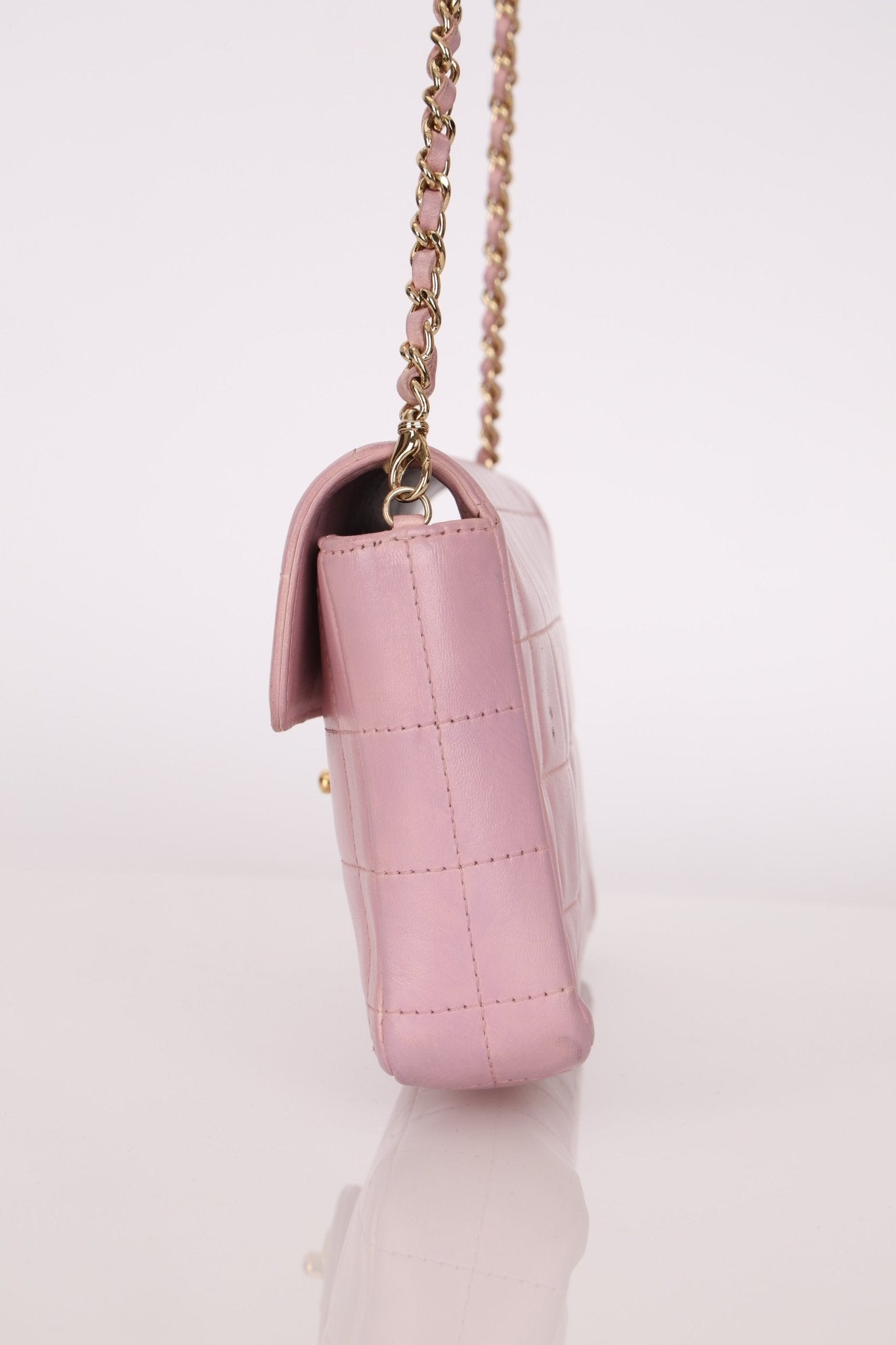 Chanel 2002 Lilac Lambskin Chocolate Bar East West Flap 24K GP - FashioNica