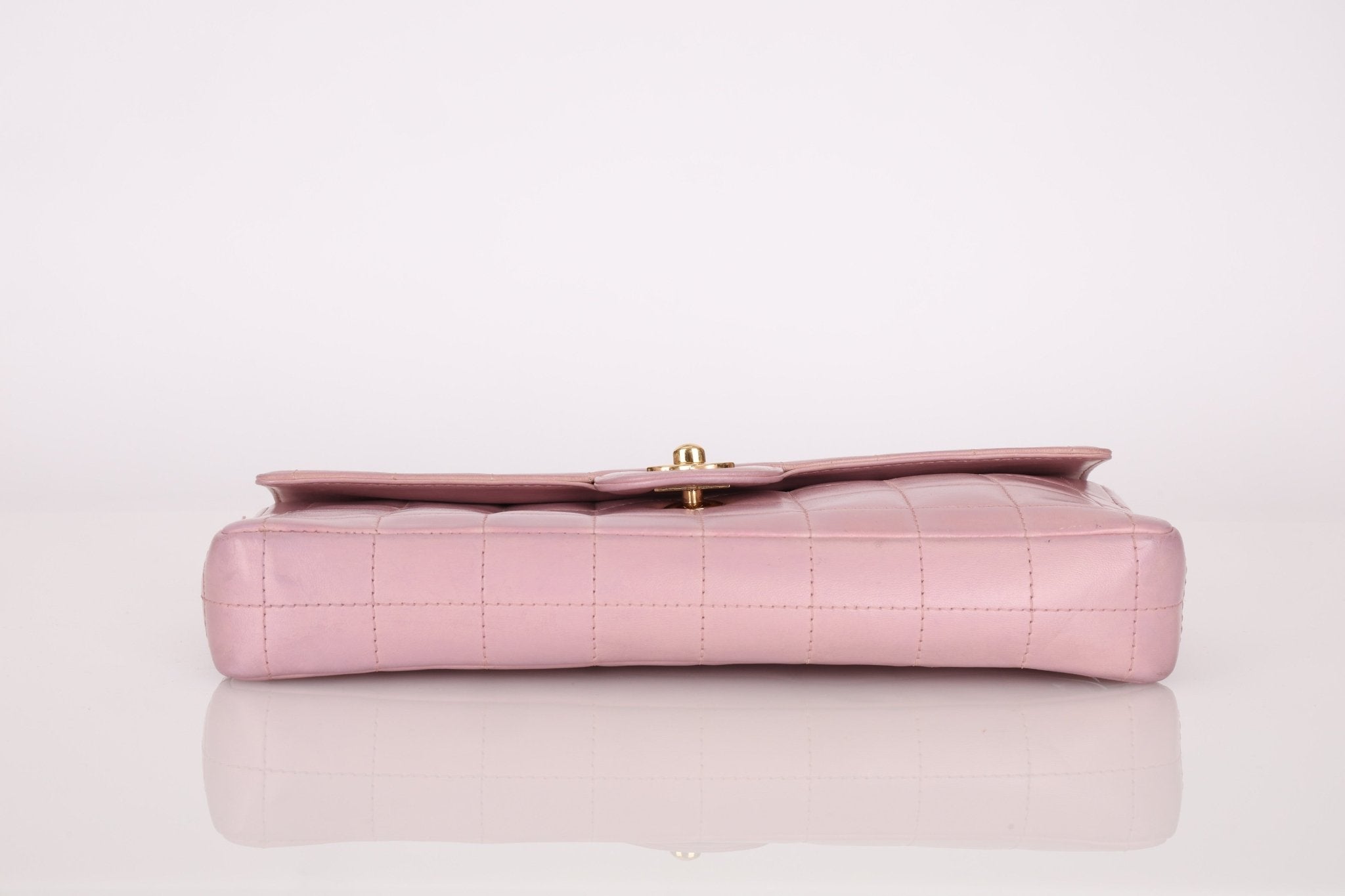 Chanel 2002 Lilac Lambskin Chocolate Bar East West Flap 24K GP - FashioNica