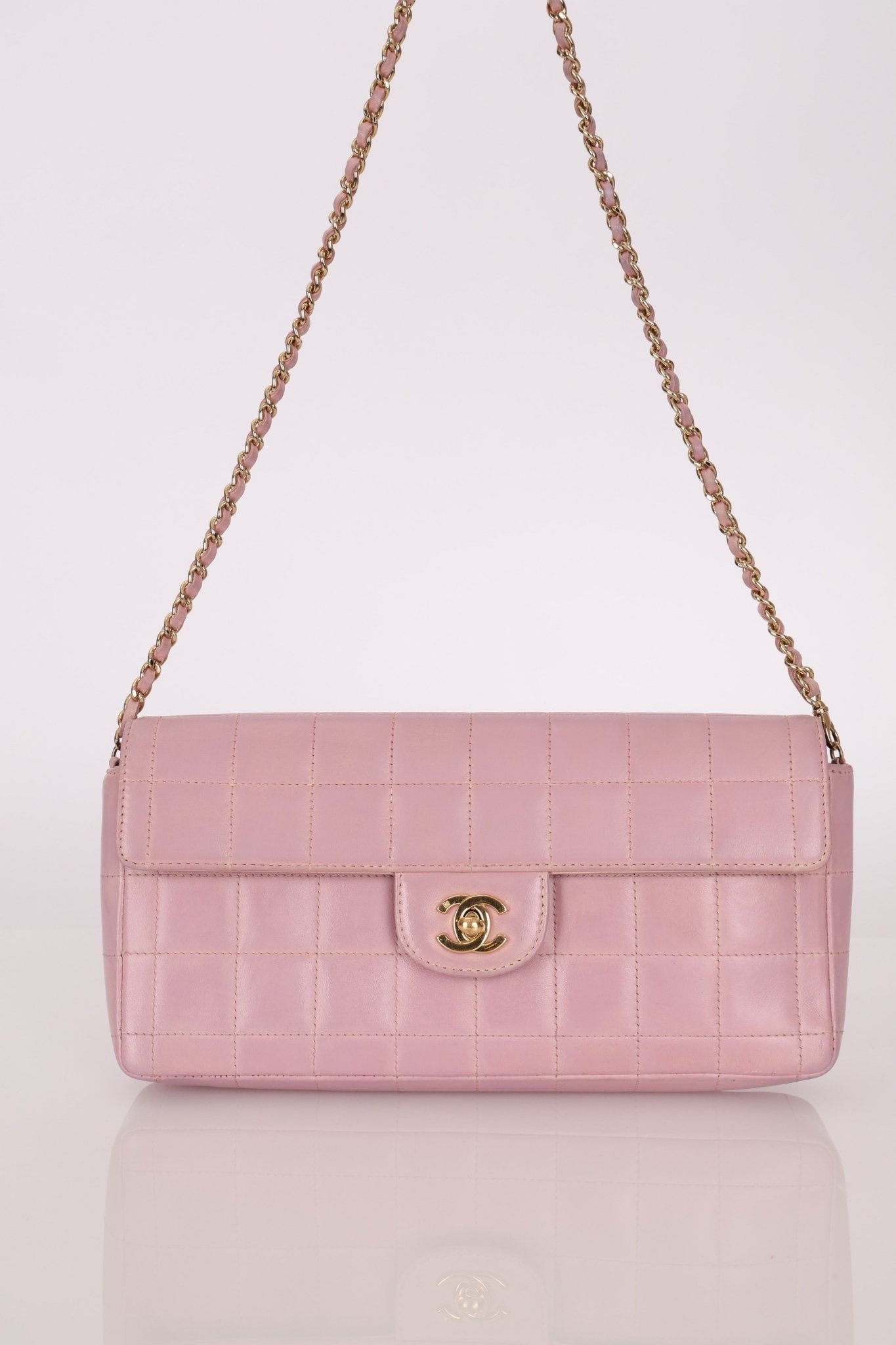 Chanel 2002 Lilac Lambskin Chocolate Bar East West Flap 24K GP - FashioNica