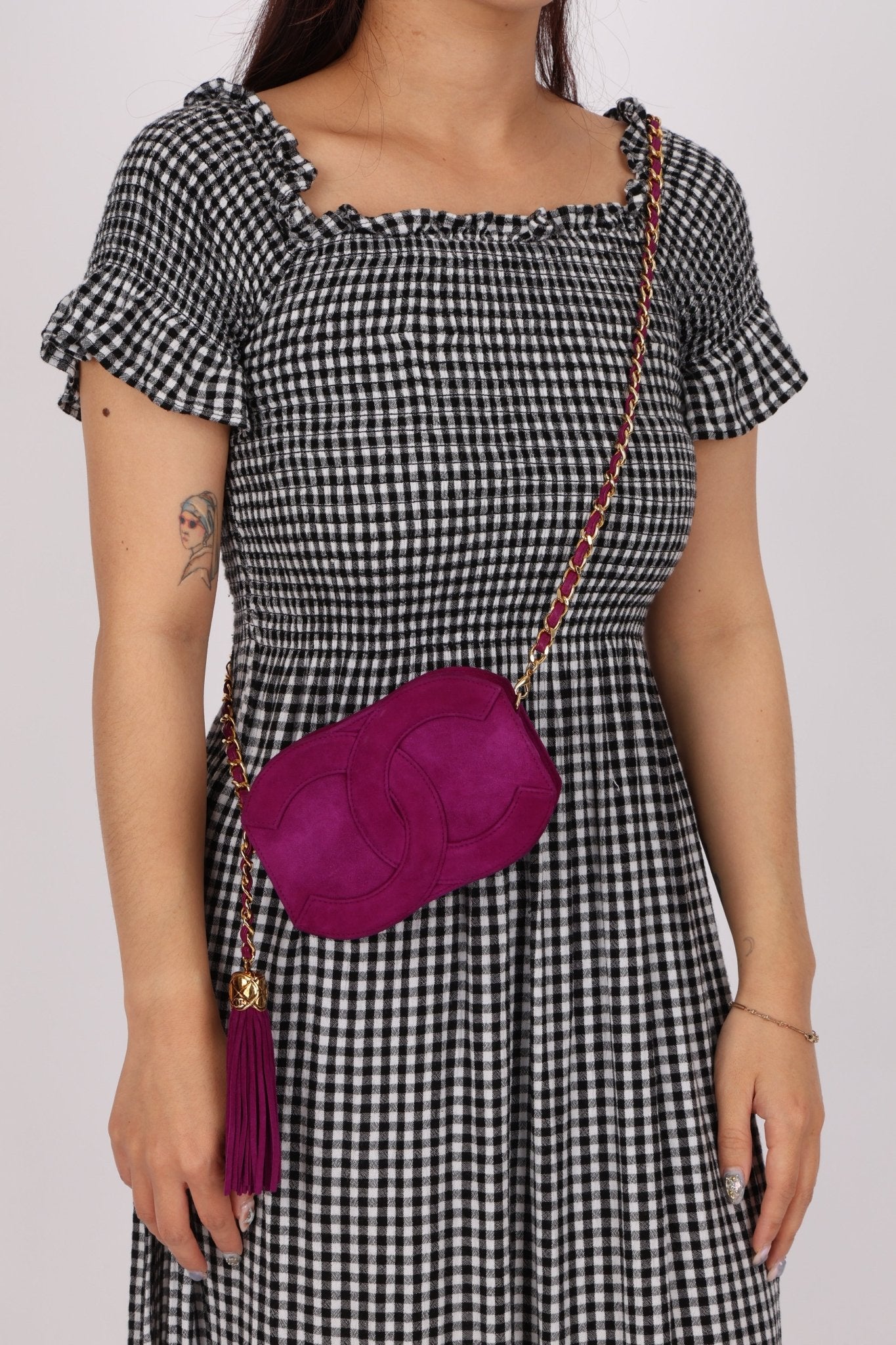 Chanel 2002 Magenta Suede Tassel Camera Bag 24K GP - FashioNica