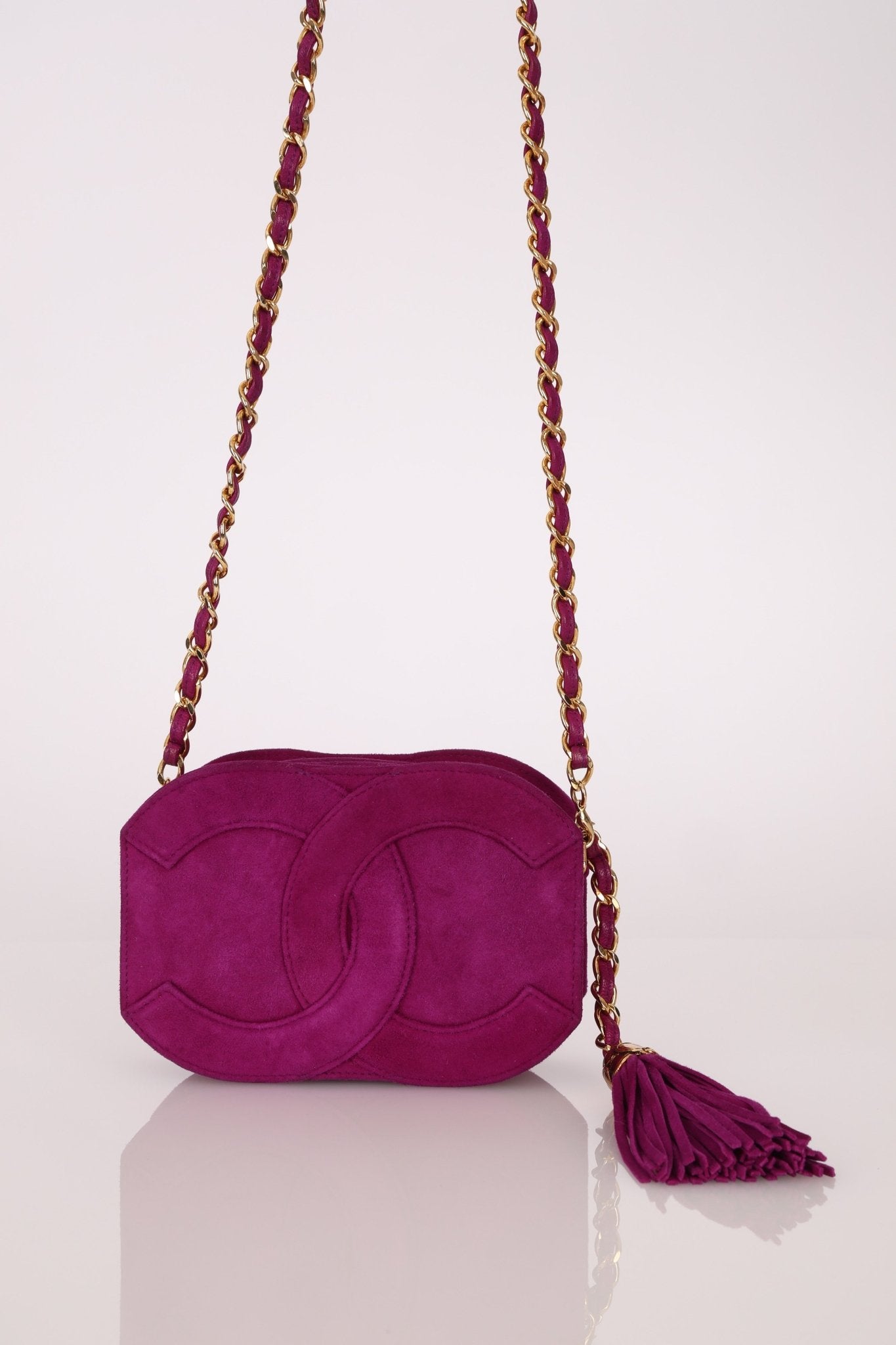 Chanel 2002 Magenta Suede Tassel Camera Bag 24K GP - FashioNica