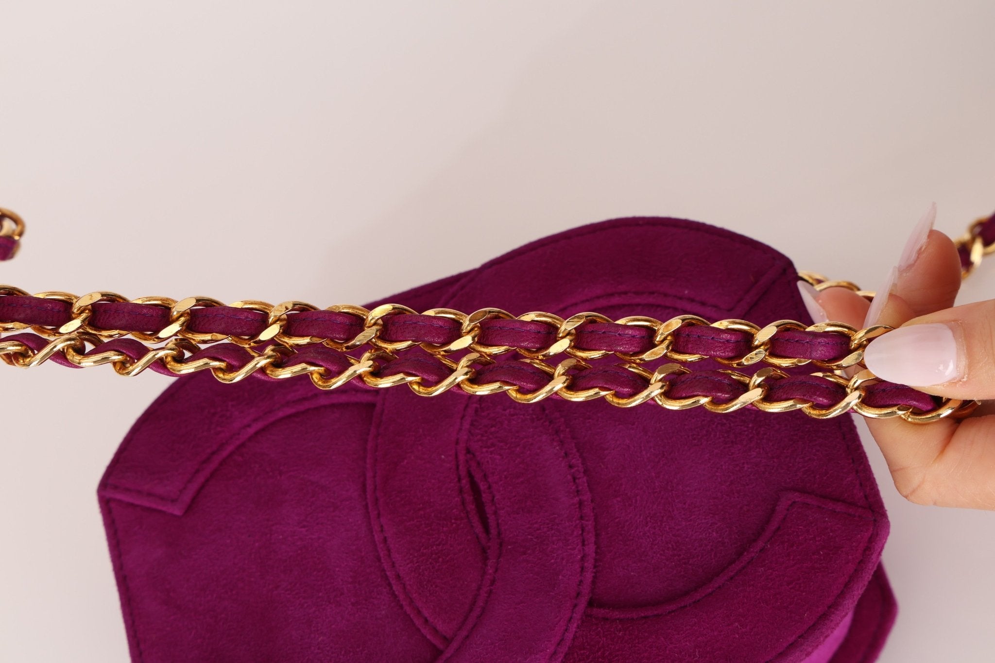 Chanel 2002 Magenta Suede Tassel Camera Bag 24K GP - FashioNica