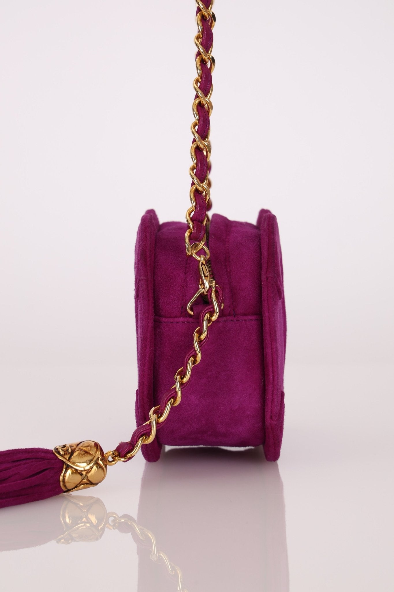 Chanel 2002 Magenta Suede Tassel Camera Bag 24K GP - FashioNica